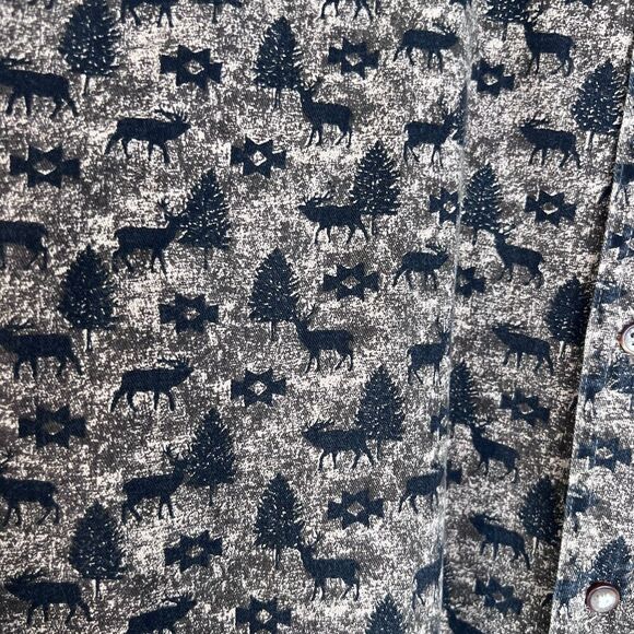 Falls Creek Brown Western Elk Print Button Front 100% Cotton Top Size Large - Picture 6 of 9